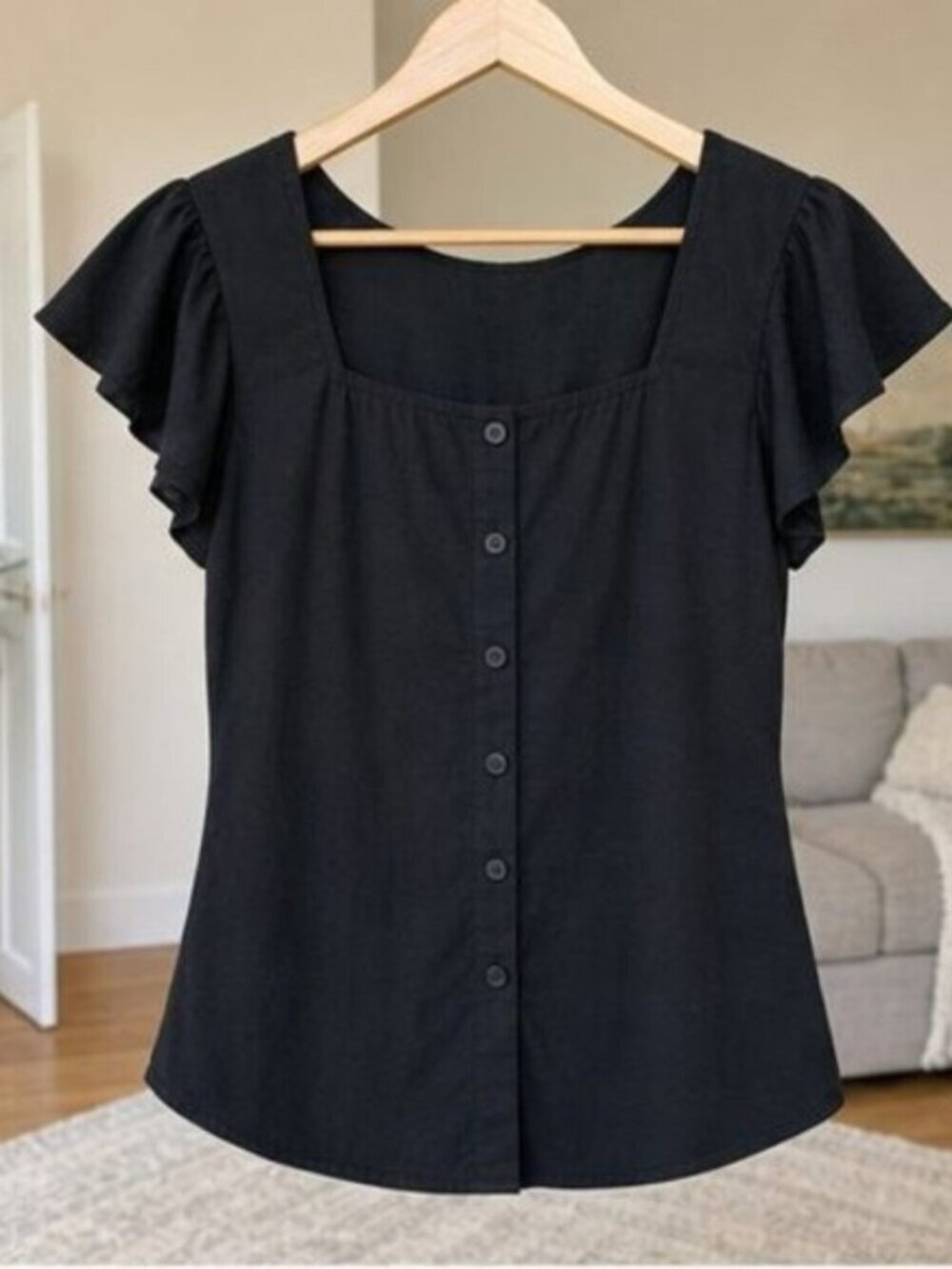 Black Tie Neck Blouse